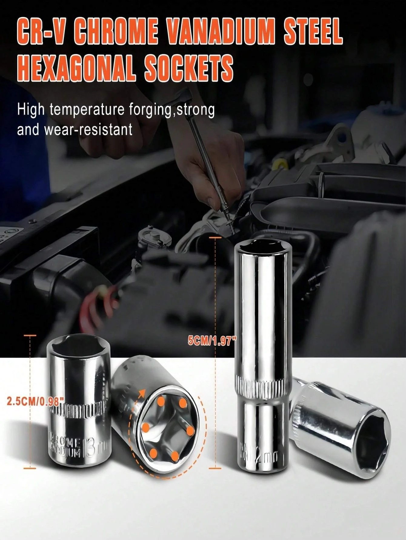 Part-driven Socket Claw Ratchet Wrench Tool Set, With Drill Socket Set Metric - Image 2