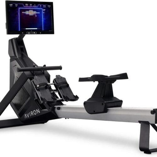 Aviron Strong Series Rower: 22" HD Touchscreen, Dual Air & Magnetic Resistances up to 100 lbs. Game-Based Workouts, Streaming, Compact Designs