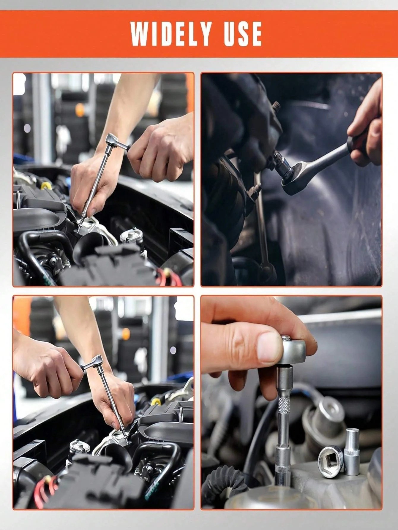 Part-driven Socket Claw Ratchet Wrench Tool Set, With Drill Socket Set Metric - Image 6