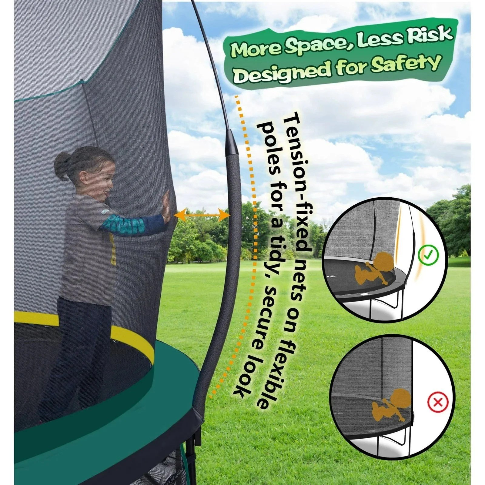 SkyBound 6ft outdoor Trampoline without springs, toddler springless trampoline with net for Kids and Adults, springless Trampoline with Enclosure for Backyard Indoor and Outdoor - Image 3