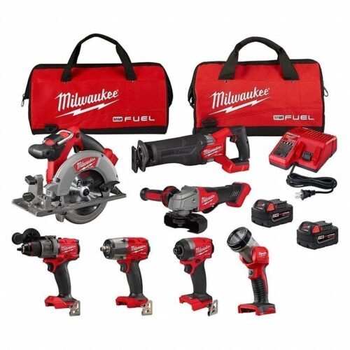 MILWAUKEE Cordless Tool Combination Kit: 7 Tools, 18 V DC Volt, Battery Included, M18 FUELâ„¢, M18â„¢