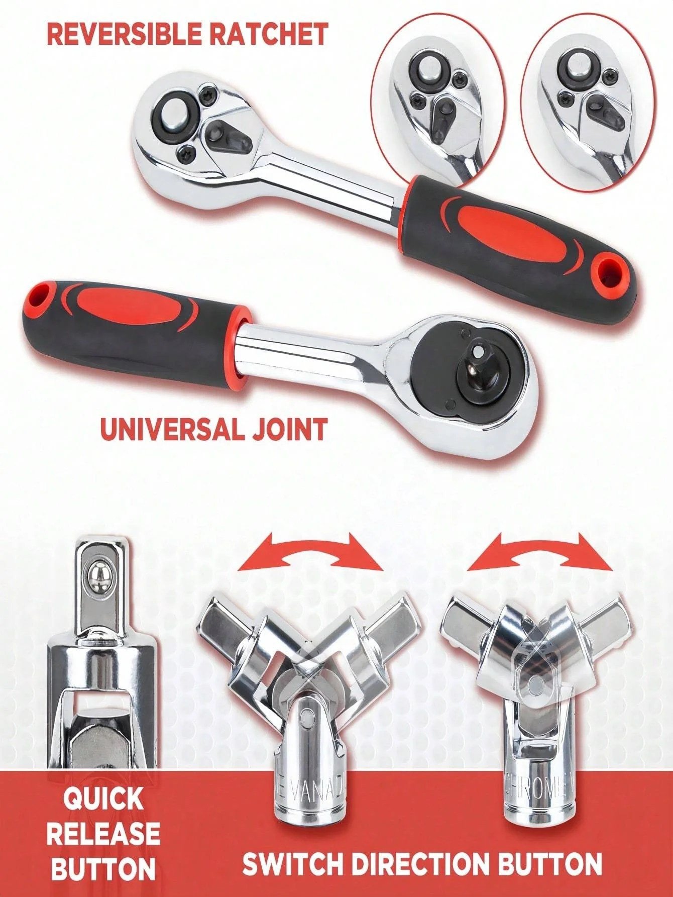 Part-driven Socket Claw Ratchet Wrench Tool Set, With Drill Socket Set Metric - Image 8