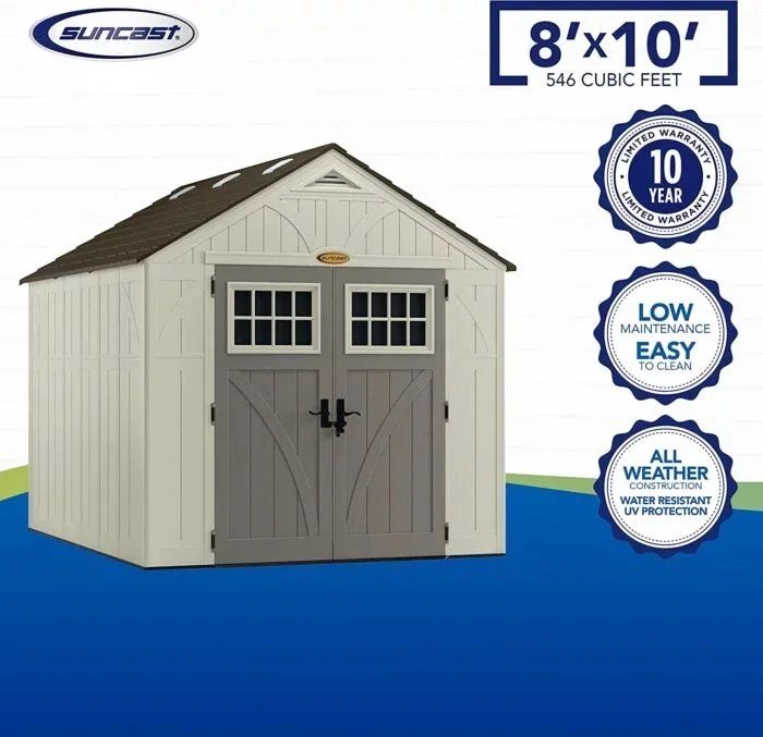 Suncast Tremont 8-ft x 10-ft Resin Outdoor Storage Shed with Skylights and Floor Included - Image 2
