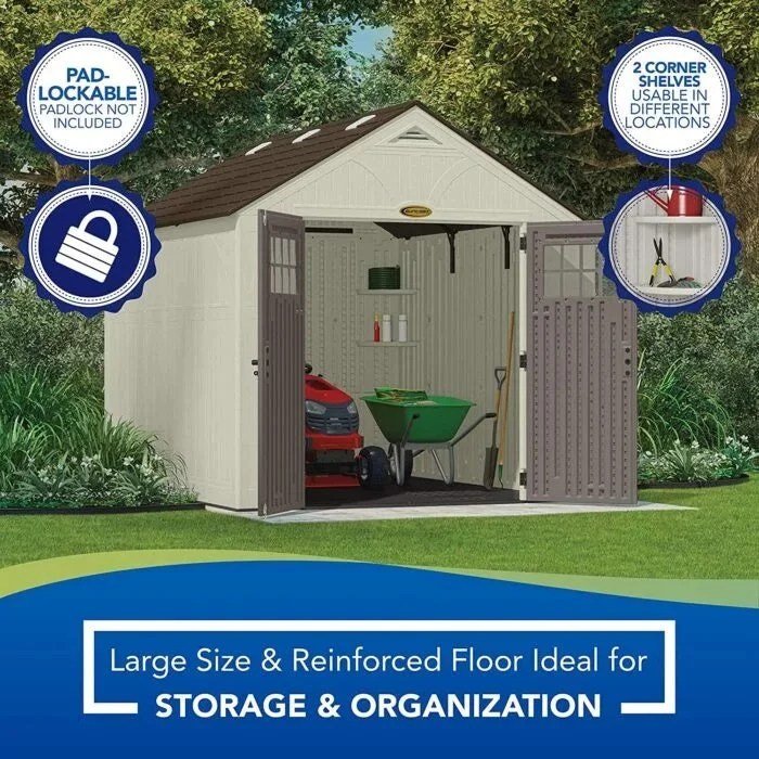 Suncast Tremont 8-ft x 10-ft Resin Outdoor Storage Shed with Skylights and Floor Included - Image 3