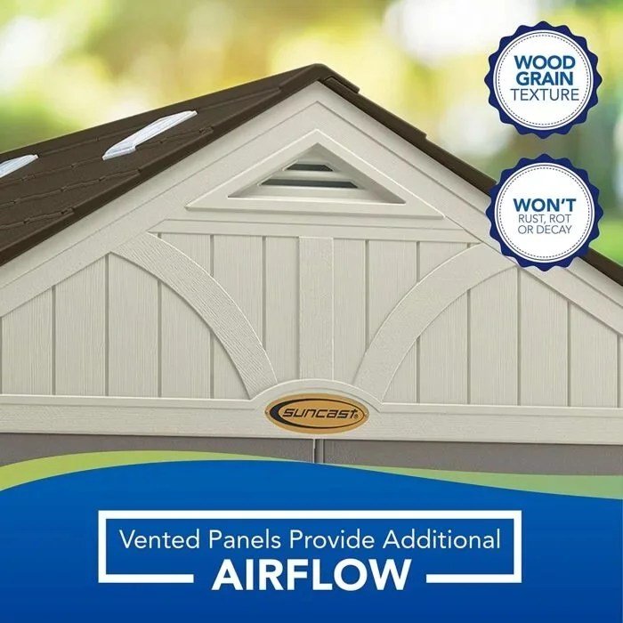 Suncast Tremont 8-ft x 10-ft Resin Outdoor Storage Shed with Skylights and Floor Included - Image 4