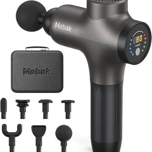 Mebak 3 Massage Gun, Massage Gun Deep Tissue for Athletes, Professional Muscle Percussion Massager, Massager for Shoulder Leg Back Body Pain Relief, Quiet Portable Sport Tool, Gifts for Him