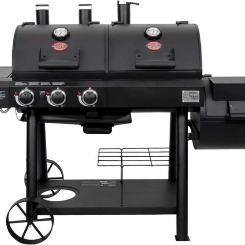 Char-Griller Texas Trio 3-Burner Dual Fuel Grill with Smoker