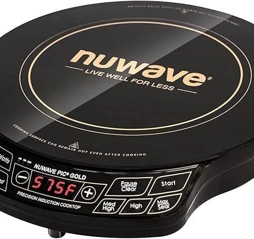 Nuwave Gold Precision Induction Cooktop, Portable, Powerful with Large 8" Heating Coil,100°F to 575°F, 3 Wattage Settings, 12" Heat-Resistant Cooking Surface
