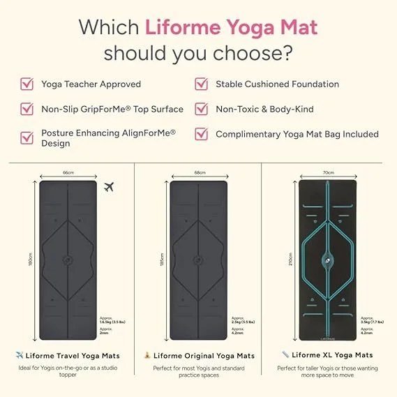 Liforme Original Yoga Mat – Free Yoga Bag Included – Patented Alignment System, Warrior-like Grip, Non-slip, Eco-friendly, sweat-resistant, long, wide, 4.2mm thick mat for comfort Visit the LIFORME Store - Image 3