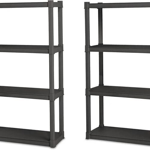 Sterilite 2-Pack 4 Shelf Unit, Heavy-Duty Shelving Storage and Utility Rack – Standing Plastic Organizer Shelves for Kitchen, Bathroom, and Garage