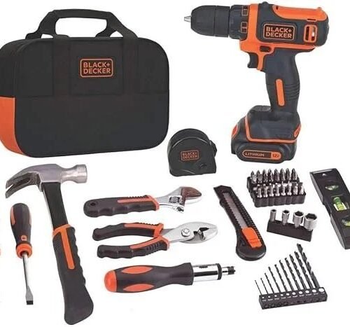 BLACK+DECKER 12V MAX Drill & Home Tool Kit, 60-Piece (BDCDD12PK)