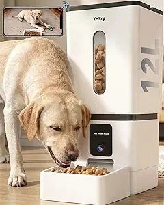 Automatic Dog Feeder Large Breed with Camera – 12L/50 Cups 5G WiFi App Control Dog Food Dispenser, Easy Setup, HD 1080P Video with Night Vision by Yakry