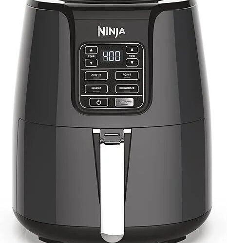 Ninja Air Fryer | 4 QT Capacity | 4-in-1 Roast, Crisp, Roast, Reheats, & Dehydrates | Dishwasher Safe Parts | 105°F-400°F | Includes 20 Easy & Healthy Recipes | 1550 watt | Grey | AF101