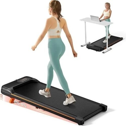 Abonow Walking Pad, Under Desk Treadmill with Incline for Home Office 2.5HP Portable Walking Treadmill with 265 Lbs Weight Capacity Walking Machine, Remote Control, LED Display