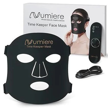 Numiere Time Keeper LED Face Mask – Lightweight, Flexible, and Multi-Wavelength Red, Blue, & Infrared (NIR) LED Contour Technology Wearable Facial Beauty Device for Personal Use and Skincare Routines