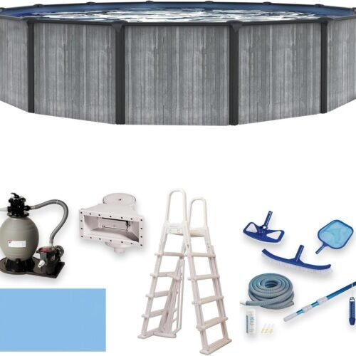 Blue Wave San Pedro 24-ft Round 52-in Deep 6-in Top Rail Above Ground Steel Wall Swimming Pool