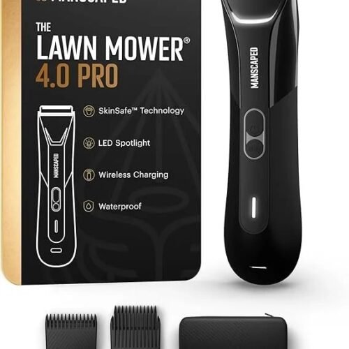 MANSCAPED® The Lawn Mower® 4.0 PRO – Groin & Body Hair Trimmer, Updated SkinSafe® Trimmer Blade, Waterproof Wet/Dry Groomer, USB-C & Wireless Charging Compatible, Men's Ball Shaver with Travel Lock