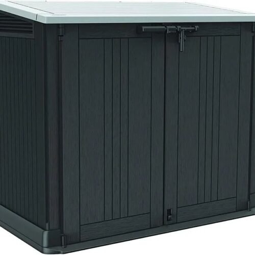 Keter Store-It-Out Prime 4.3 x 3.7 ft. Outdoor Resin Storage Shed with Easy Lift Hinges, Perfect for Yard Tools, Pool Floats and Garden Accessories, Black