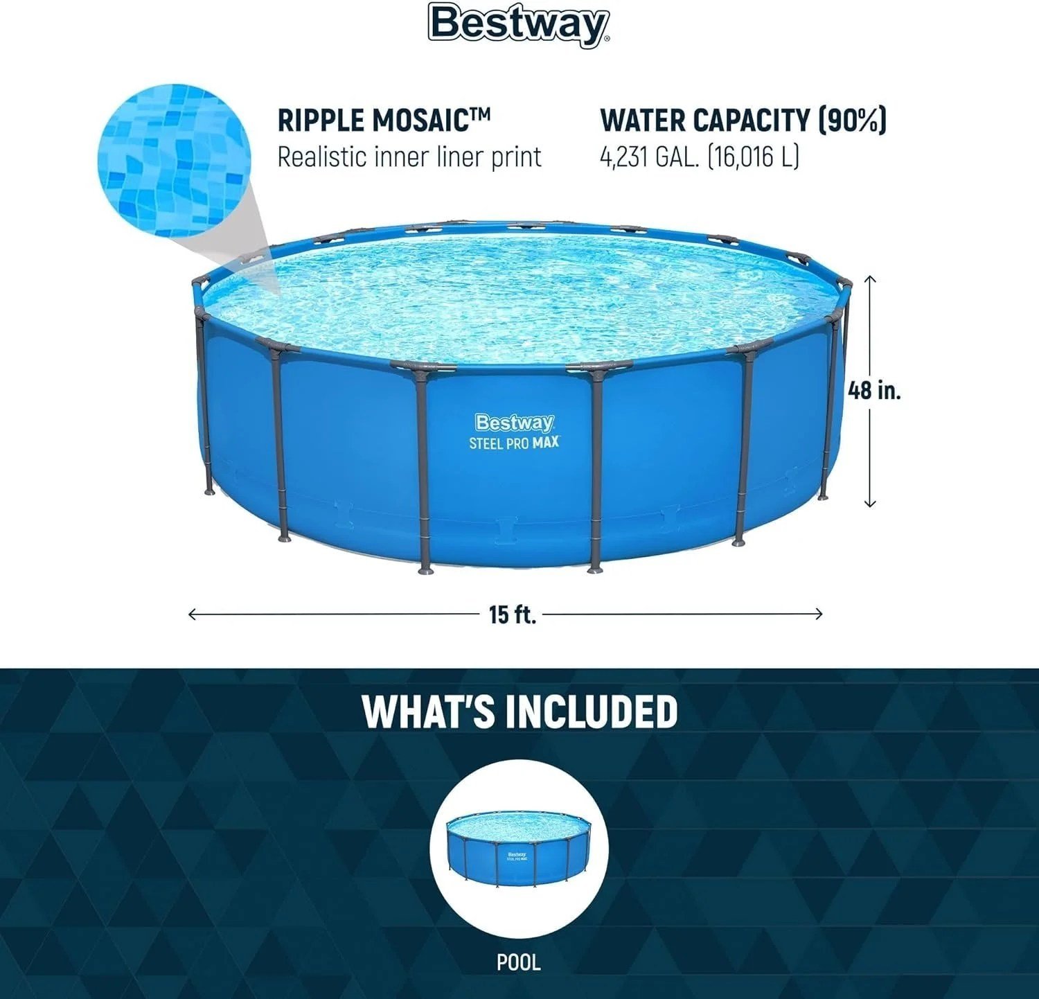 Bestway Steel Pro Max 15' x 48" Round Above Ground Pool Kit - Image 5
