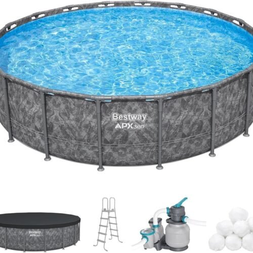 Bestway APX 365 18'x52" Round Above Ground Swimming Pool Set with Pump & Ladder