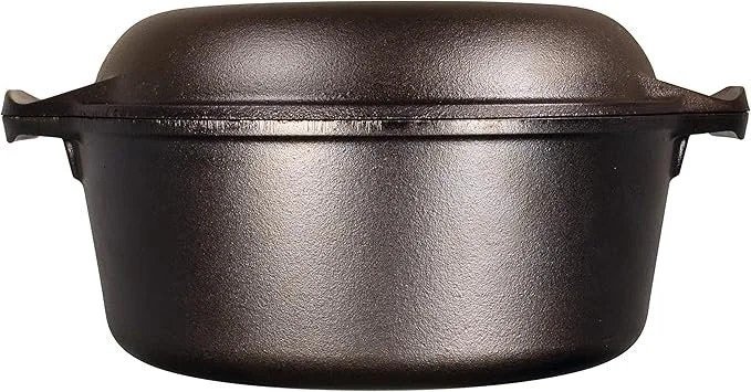 Lodge Cast Iron Double Dutch Oven – Pre-Seasoned 2-in-1 Cast Iron Cookware – Pot & Skillet Combo – Even Heat Retention – Oven-Safe, Versatile Pot – 5 Quart - Image 4
