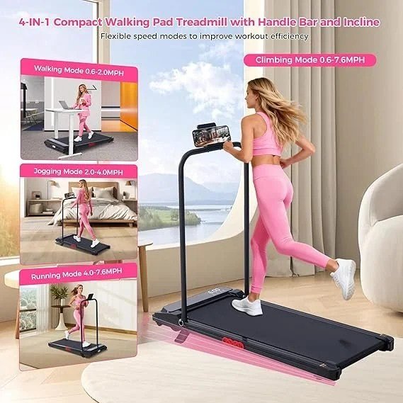 Walking Pad with Incline, 2026 Upgrade Electric Small Walking Pad with Handle Bar, 3.0HP Protable Walking Pad Treadmill with Handles and Incine for Home Small, 0.6-7.6MPH, 350LBS - Image 4