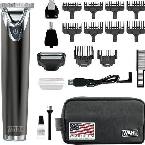 WAHL USA Stainless Steel Lithium Ion 2.0+ Slate Beard Trimmer for Men – Electric Shaver, Nose Ear Trimmer, Rechargeable All in One Men's Grooming Kit – Model 9864