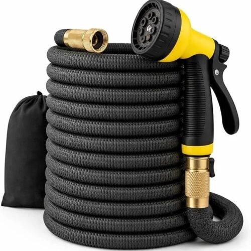 J&B XpandaHose 150ft Expandable Garden Hose – Ultra-Strong 3750D, 4-Layer Latex Core, Brass 3/4" Connectors, 10-Pattern Nozzle & Storage Bag – Lightweight, Kink-Reducing, Leak-Resistant