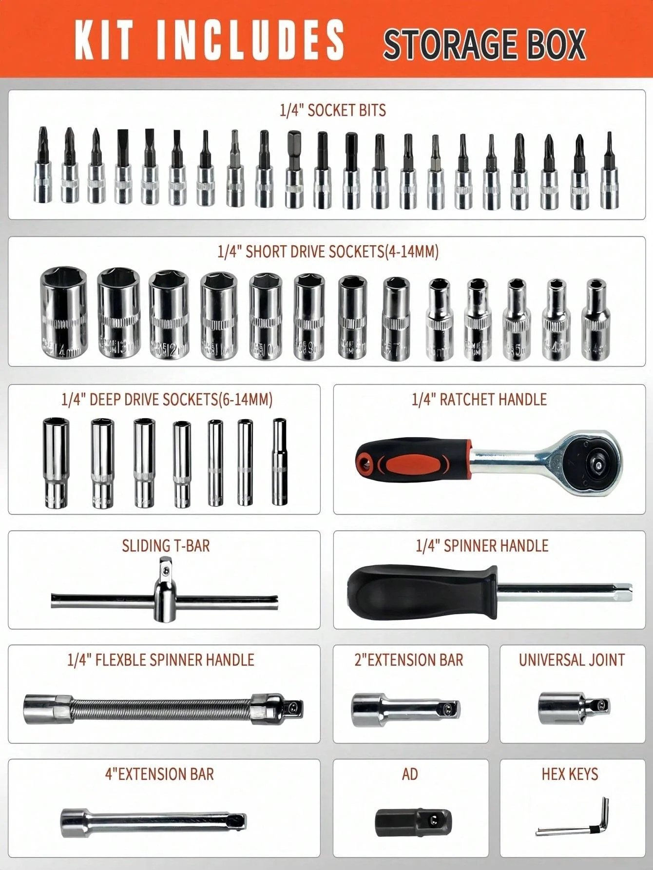 Part-driven Socket Claw Ratchet Wrench Tool Set, With Drill Socket Set Metric - Image 10