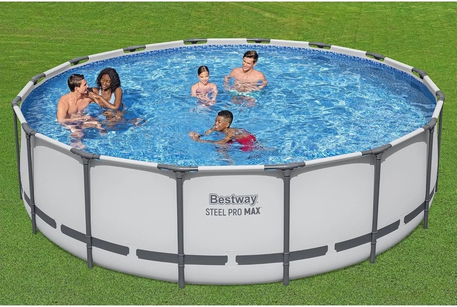 Bestway Steel Pro MAX 16 Foot x 48 Inch Round Metal Frame Above Ground Outdoor Swimming Pool Set - Image 8