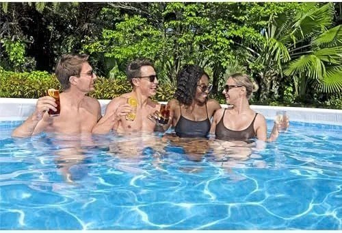 Bestway Power Steel 18' x 9' x 48" Rectangular Metal Frame Above Ground Outdoor Swimming Pool Set with 1,500 GPH Filter Pump, Ladder, and Pool Cover - Image 6