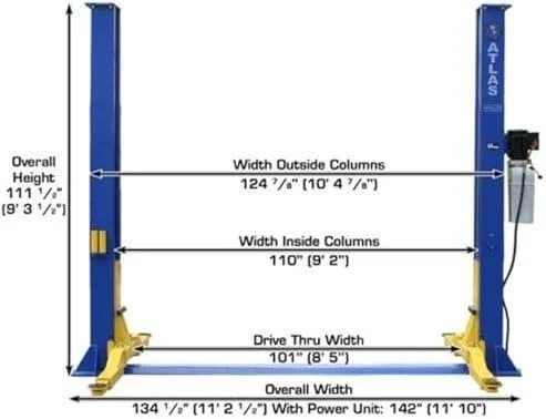 ATLAS Automotive Equipment 9KBPX 2-Post Lift/Hoist, Baseplate Style, 9'6" Minimum Ceiling Height, 9,000lb Capacity, Symmetric Arms, Dual Hydraulic Chain Drive Cylinders, for Low Ceiling Home Use - Image 6