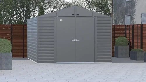 Arrow Select 10' x 12' Outdoor Lockable Steel Storage Shed Building, Charcoal - Image 9