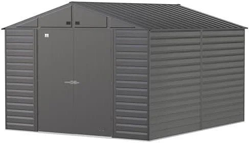 Arrow Select 10' x 12' Outdoor Lockable Steel Storage Shed Building, Charcoal - Image 11