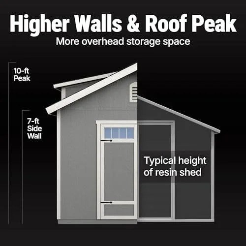 Handy Home Products Windemere 10×12 Do-it-Yourself Wooden Storage Shed with Floor, Beige - Image 4