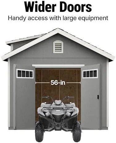 Handy Home Products Windemere 10×12 Do-it-Yourself Wooden Storage Shed with Floor, Beige - Image 9