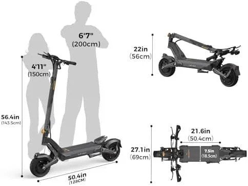 Ausom 2000W Dual Motor Folding Electric Scooter for Adults, Off Road Dual Motor E-Scooter with E-ABS and Dual Disc Brakes, 40Mph Top Speed, 56 Miles Max Range - Image 6