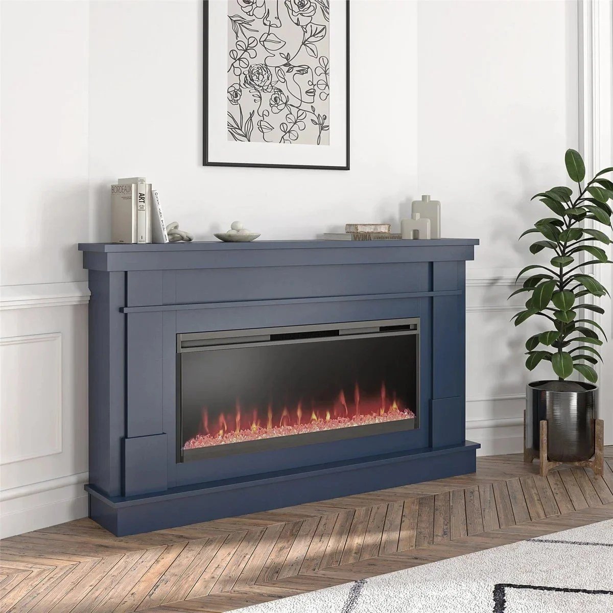 Novogratz Waverly Wide Mantel Electric Fireplaces. - Image 6