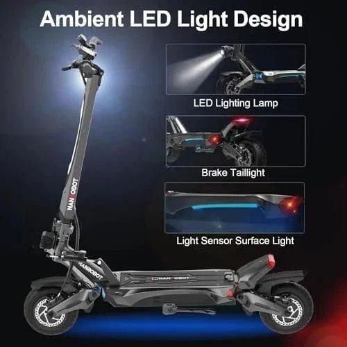 NANROBOT Electric Scooter Adults 50mph Dual Motor Electric Scooter with Suspension 80Miles Range Fast Sports Escooters Folding 10" Off Road Tires 330LBS Max Loads Complies with UL2272 Certification - Image 5