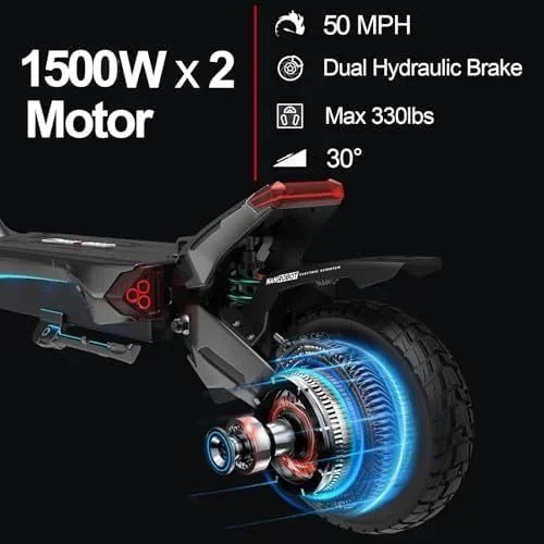 NANROBOT Electric Scooter Adults 50mph Dual Motor Electric Scooter with Suspension 80Miles Range Fast Sports Escooters Folding 10" Off Road Tires 330LBS Max Loads Complies with UL2272 Certification - Image 4