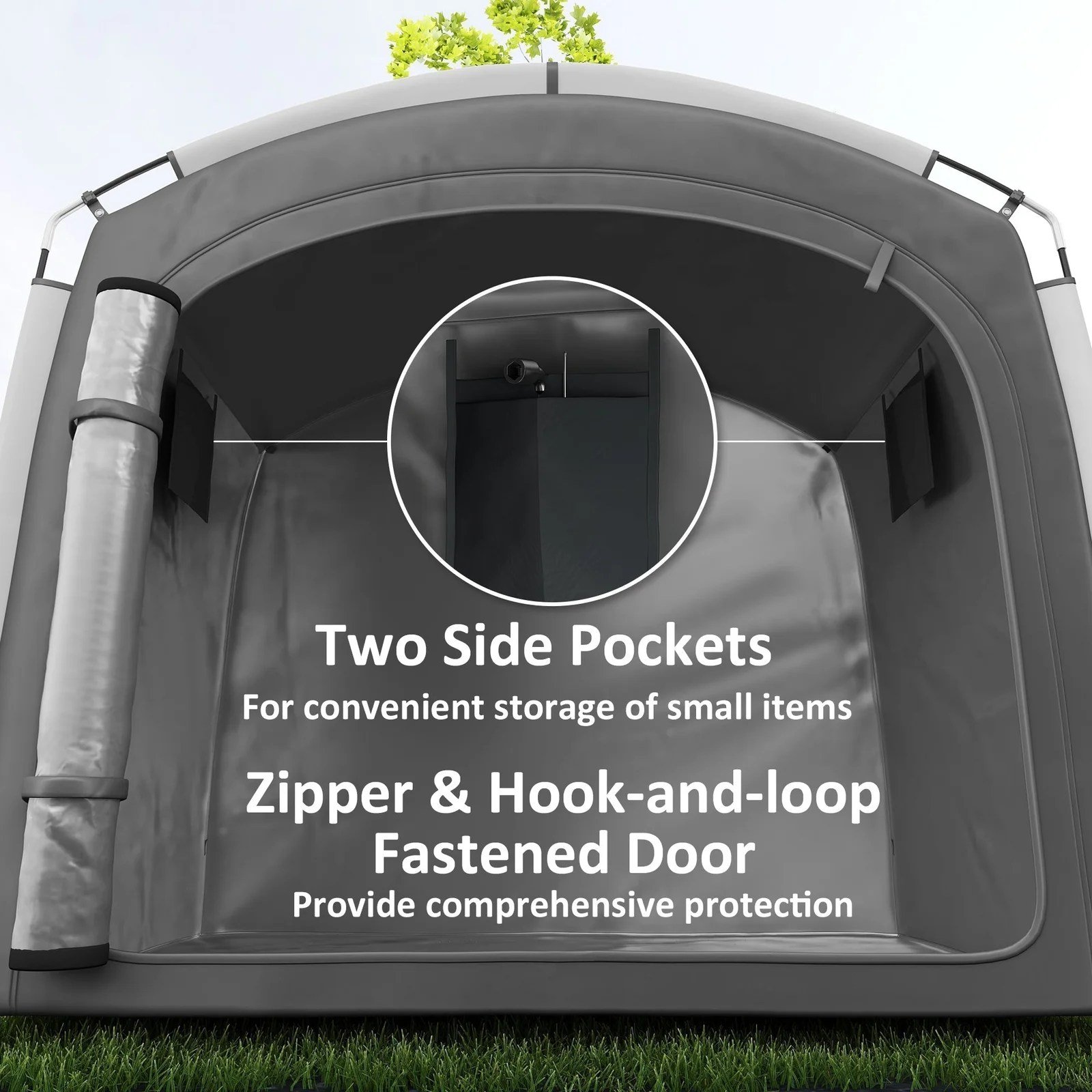 Bike Storage Shed Tent, Portable And Waterproof With 210D Oxford Fabric And Carry Bag For 3-4 Bicycles, Dark Gray - Image 2