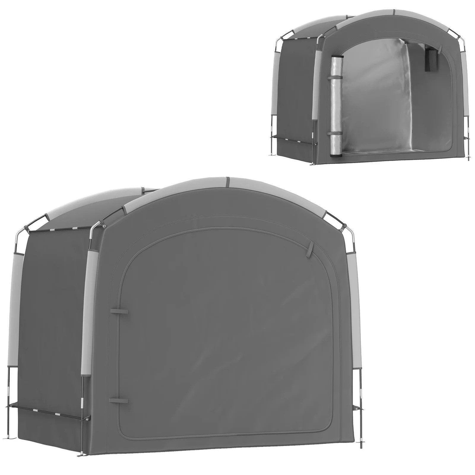 Bike Storage Shed Tent, Portable And Waterproof With 210D Oxford Fabric And Carry Bag For 3-4 Bicycles, Dark Gray