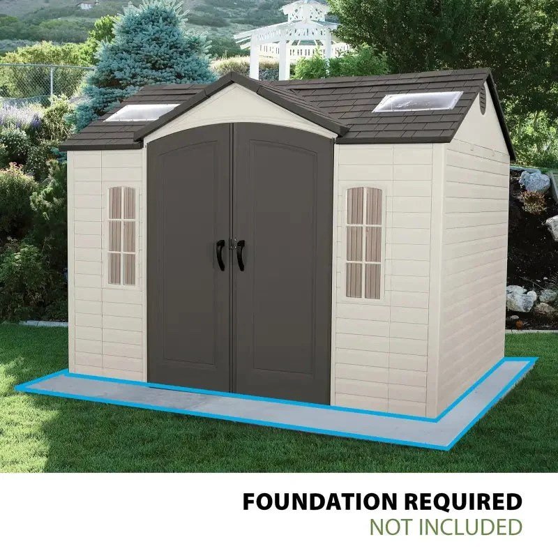 Lifetime Lockable Polyethylene Outdoor Storage Shed, 10' x 8', Tan & Browns (60005)