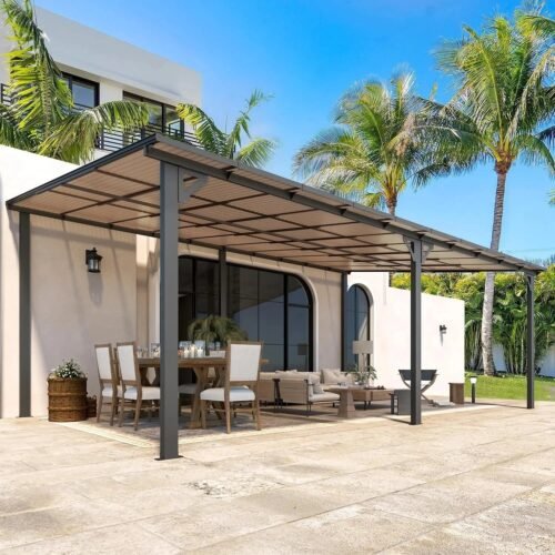 Aecojoy 20'x12' Wall Mounteds Gazebos Pergola