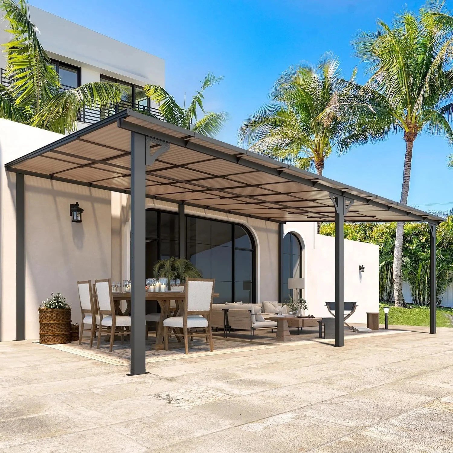 Aecojoy 20'x12' Wall Mounteds Gazebos Pergola