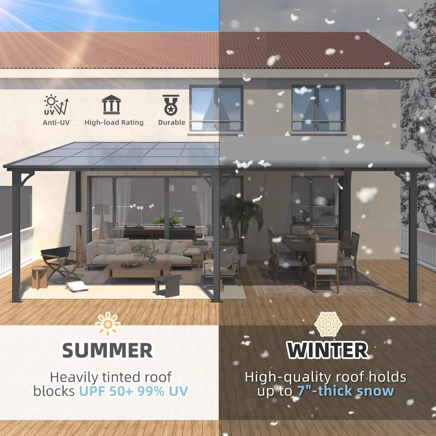 Aecojoy 20'x12' Wall Mounteds Gazebos Pergola - Image 2