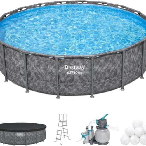 Bestway APX 365 18'x52" Round Above Ground Swimming Pool Set with Pump & Ladders