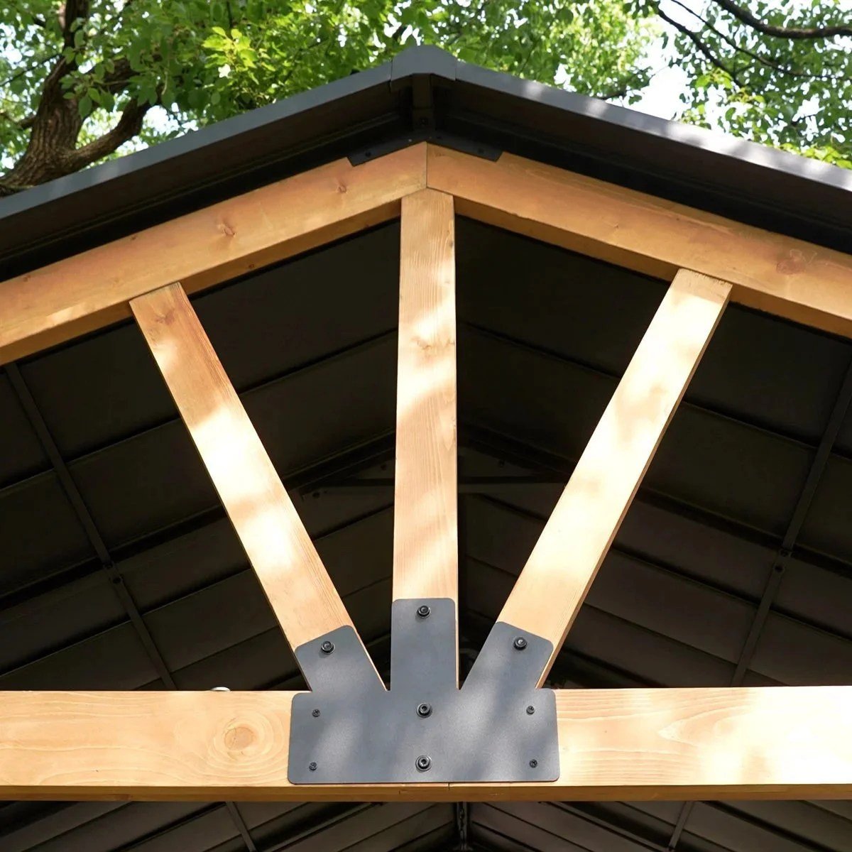 JOYSIDE 15 ft. x 13 ft. Solid Cedar Wood Outdoor Patio Hardtops Gazebo - Image 2