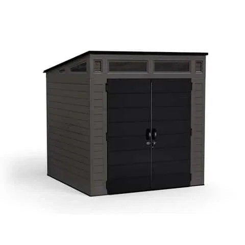 Suncast Modernist 7 ft. x 7 ft. Resin Vertical Pent Storage Shed with Floor Kits