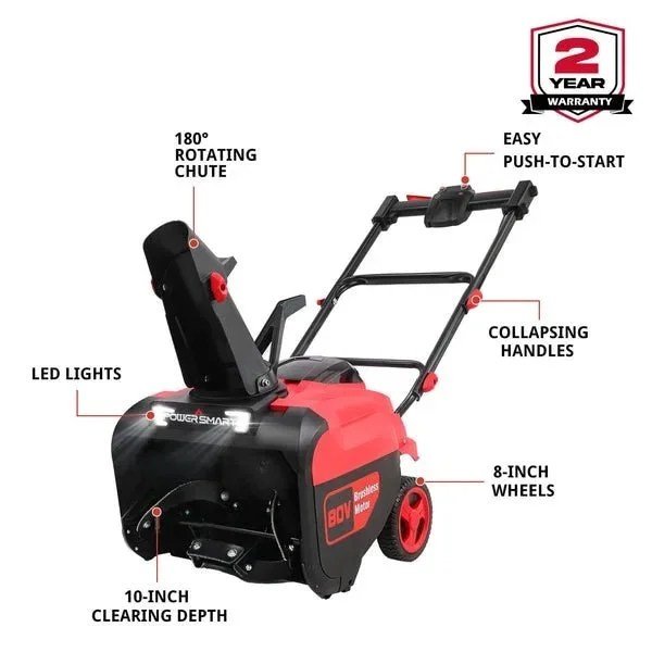PowerSmart 80V 21" Cordless Snow Blower with 2 Batteries and Chargers - Image 2